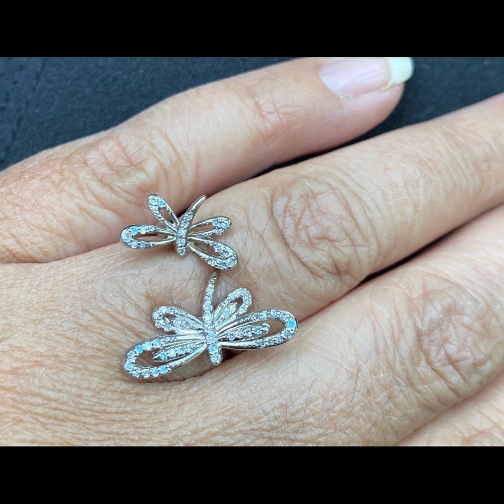 Diamond Double Dragonfly Ring - image 8
